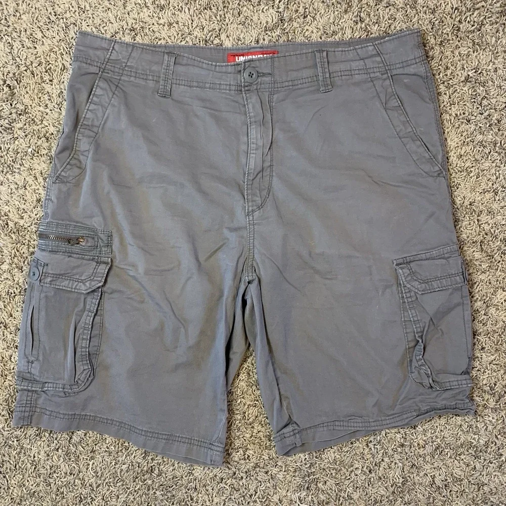 Union Bay Cargo Shorts Mens 36 Waist Gray Pockets Utility Cotton Faded 90s Y2K